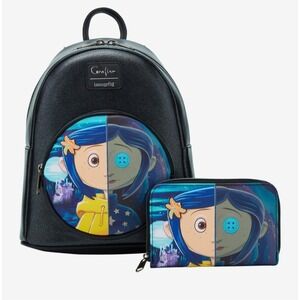 Loungefly Coraline Split Face Backpack & matching WALLET SET‎ NWT! Grunge